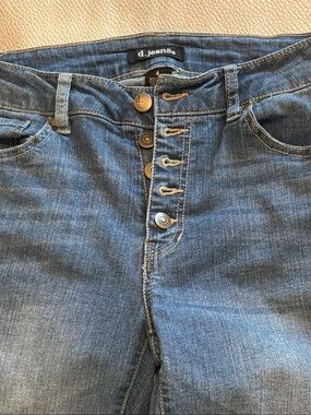 d. jeans Medium Blue High-Rise Button-Fly Denim Jeans